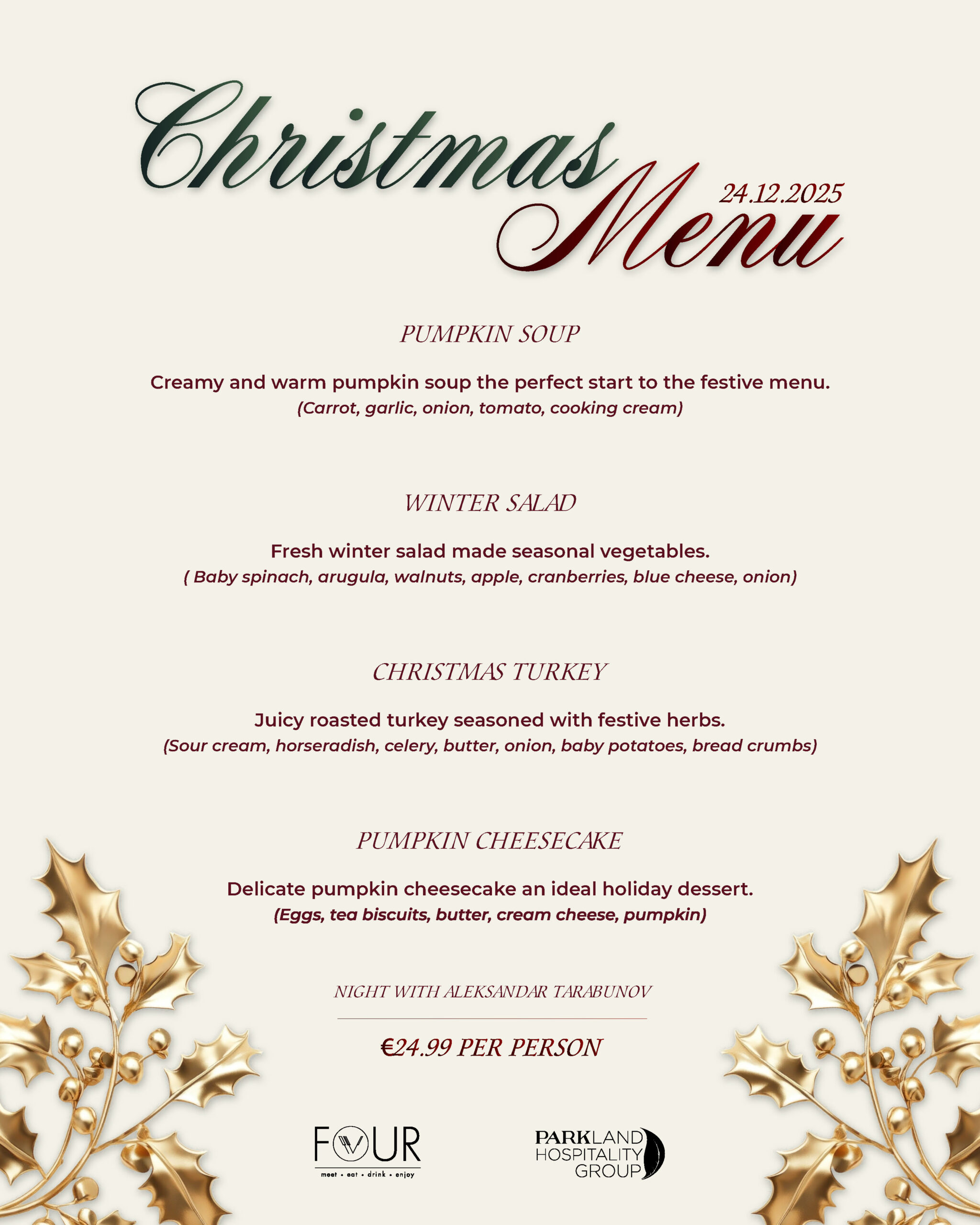 🎄 Christmas Menu – FOUR | 24.12.2025 🎶